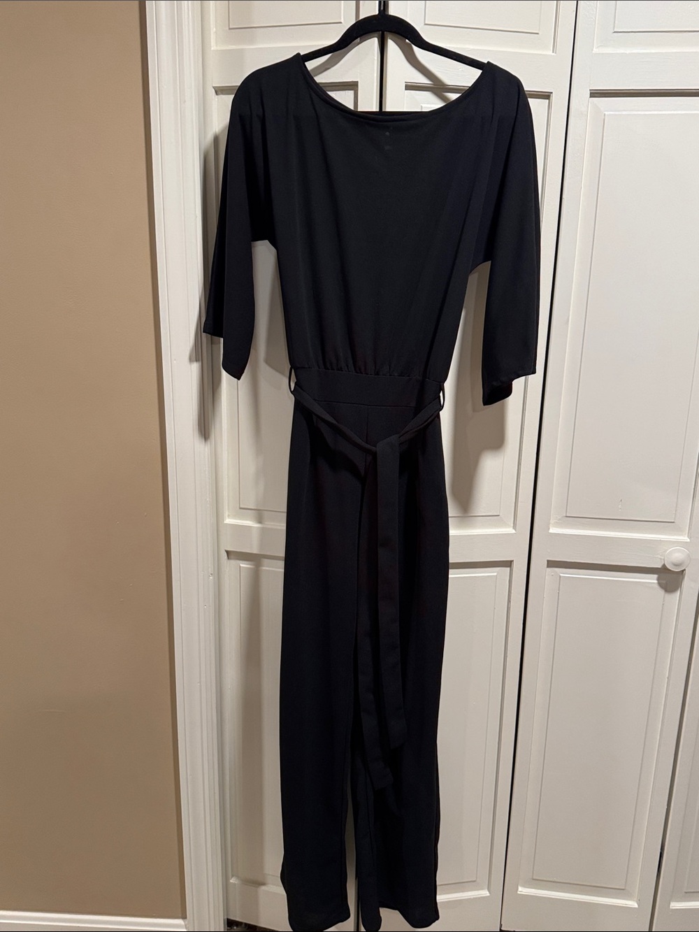 Source Unknown Black 3/4 Length Sleeve Jumpsuit